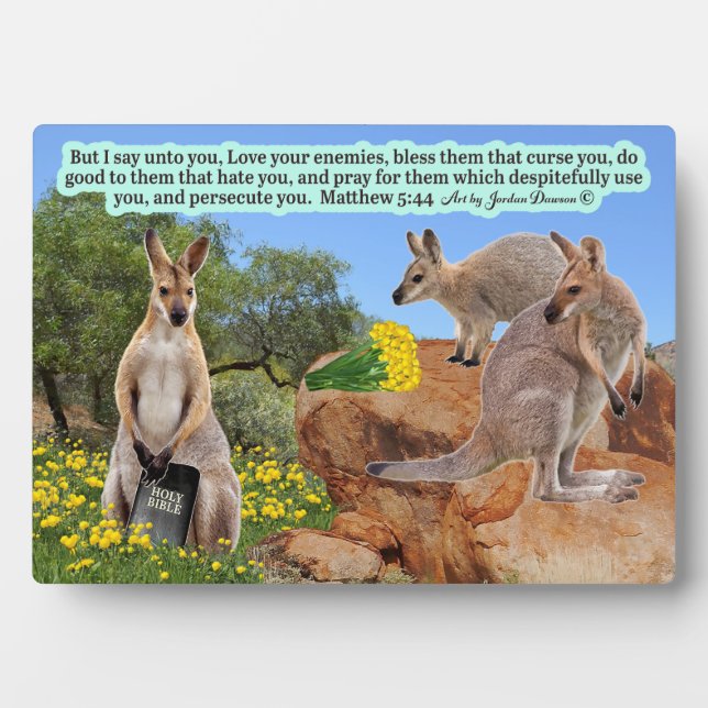 Belle écriture Wallaby Plaque Matthieu 5:44 (Devant)