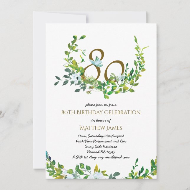 Belle Elégante 80e anniversaire Invitations Mère (Devant)