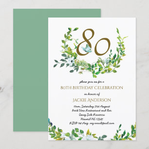 Belle Elégante Invitations d'anniversaire 80e Wo/M