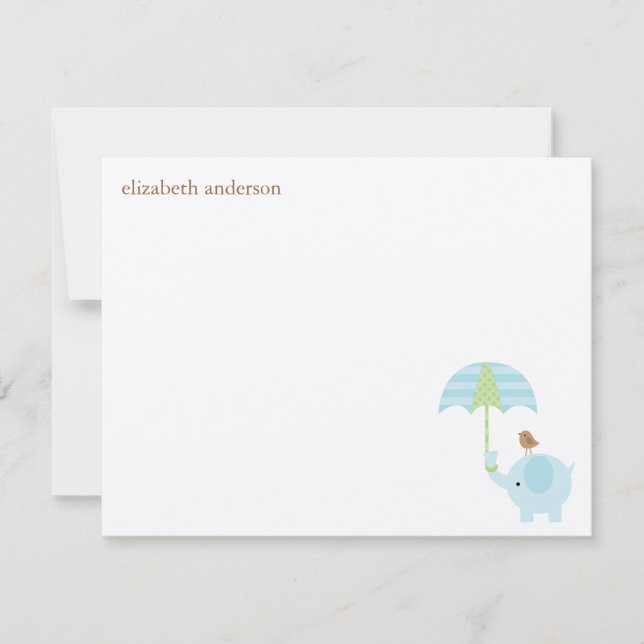 Belle Eléphant Baby shower Plat Merci Cartes (Devant)