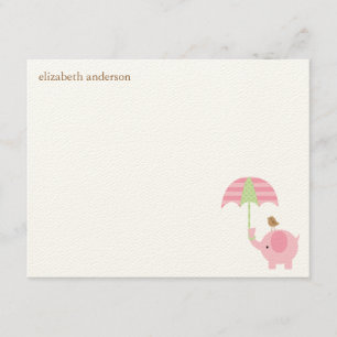 Belle Eléphant Baby shower Plat Merci Cartes
