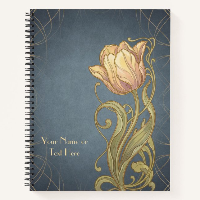 Belle Époque Botanicals: Art Nouveau Pink Tulip Notizbuch (Vorderseite)