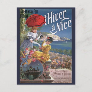 Belle Epoque Nizza Winter Reiseplakat Postkarte