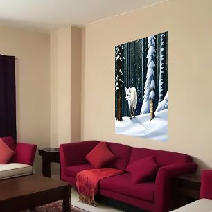 Belle et adorable renard à neige   AI Art Poster