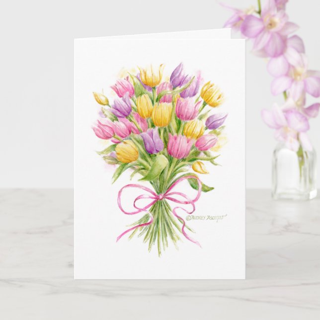 Belle et brillante Tulip Bouquet Carte d'anniversa (Orchidée)