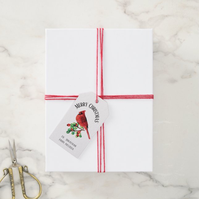 Belle étiquette cadeau de Noël Cardinal personnali (Avec de la ficelle)