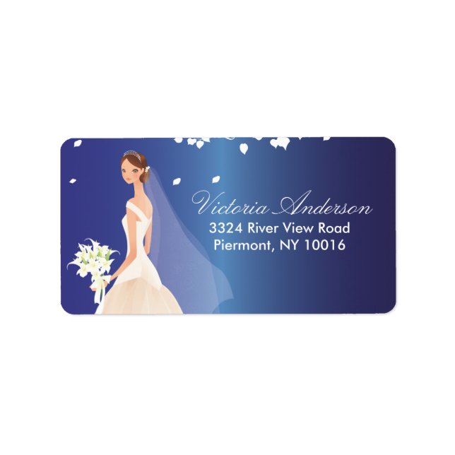 Belle Étiquettes d'adresse de retour de mariée. (Devant)