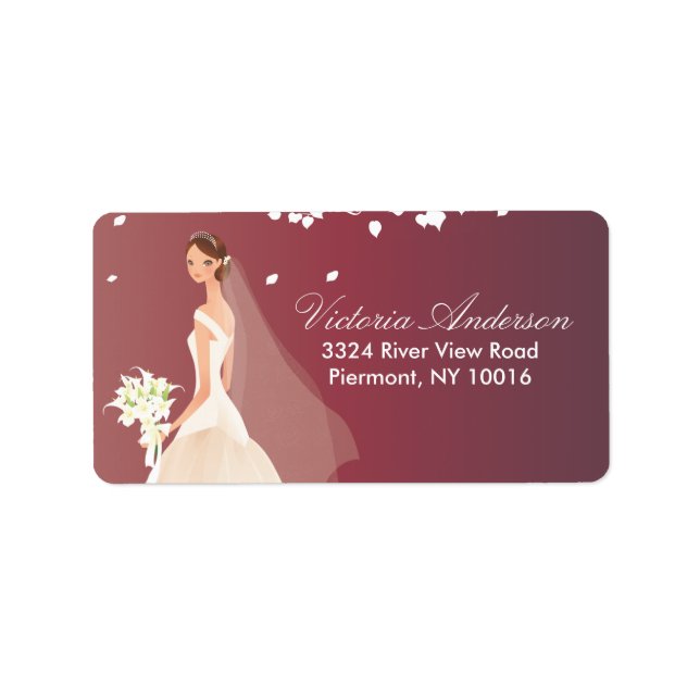 Belle Étiquettes d'adresse de retour de mariée. (Devant)