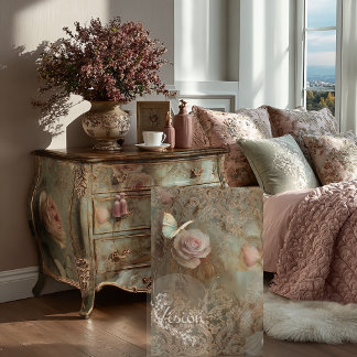 Belle Étude Rosa Pink Weiße Butterfly Damastrose Seidenpapier