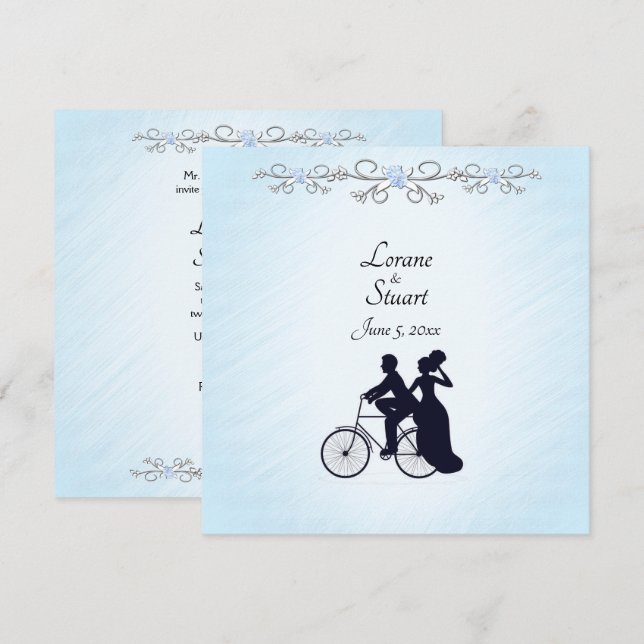 Belle Faire-part de mariage à thème Bleue (Devant / Derrière)