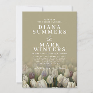 Belle faire-part de mariage avec tulipes blanches