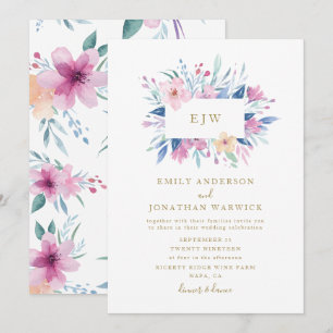 Belle Faire-part de mariage bleu violet
