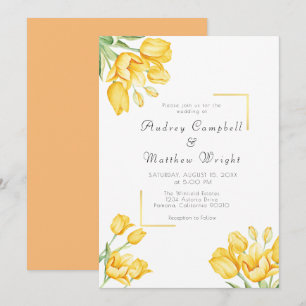 Belle Faire-part de mariage de tulipe jaune floris