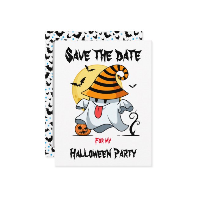 Belle fantôme Invitations design Halloween (Devant/Arrière en situation)