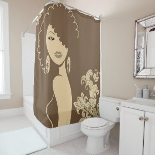 Belle Femme Beige Brown Douche Rideau