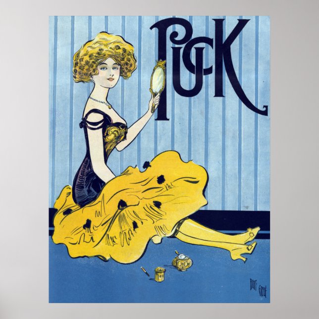 Belle femme Poster vintage de canettes (Devant)