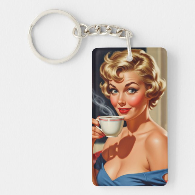 Belle femme rétro avec une tasse de café (Devant)