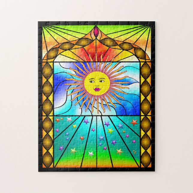 Belle fenêtre de l'église en verre solaire Puzzle (Vertical)
