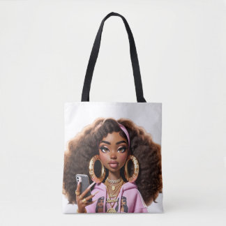 Belle fille afro-américaine Baddie, Sac fourre-tou