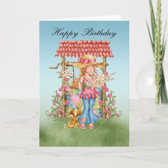 Belle Fille Et Bonne Chance Carte D'Anniversaire - (Devant)