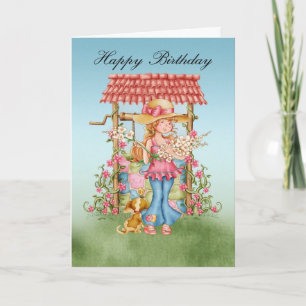 Belle Fille Et Bonne Chance Carte D'Anniversaire -
