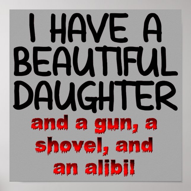 Belle Fille Pistolet Pelle Alibi Affiche Drôle (Devant)