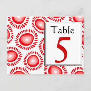 Belle fleur rouge funky Numéro de table Carte post