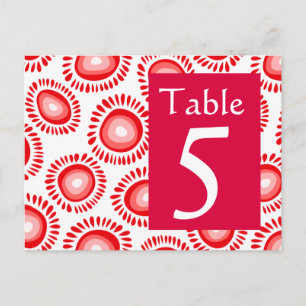 Belle fleur rouge funky Numéro de table Carte post