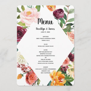 Belle Fleurs d'automne Menu Mariage
