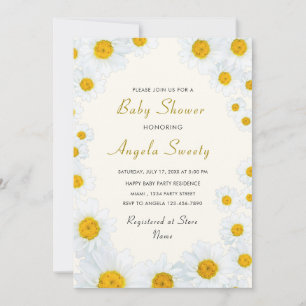 Belle Fleurs de marguerite Baby shower Invitation