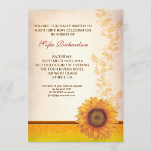 belle fleurs de tournesol invitations d'anniversai