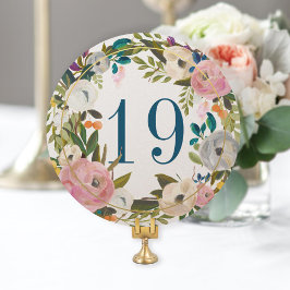Belle floraison Cercle floral Carte Numéro de tabl