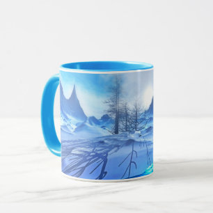 Belle glace bleu hiver scène de neige café Mug