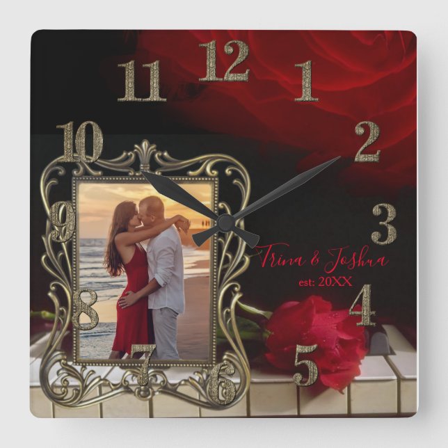 Belle horloge de photo sur des clés de piano (Recto)