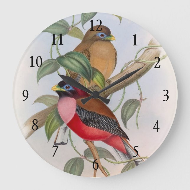 Belle horloge murale acrylique des Inséparables Vi (Recto)