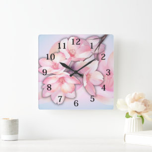 Belle horloge murale acrylique en fleur de cerisie