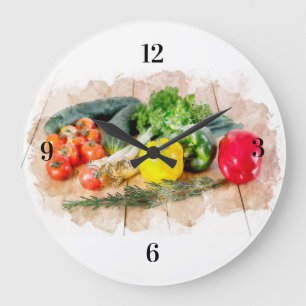 Belle horloge murale - Aquarelle Légume frais