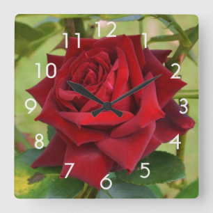 Belle horloge murale en forme de rose rouge