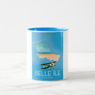 Belle Île, Frankreich Reiseplakat drucken. Zweifarbige Tasse