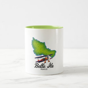 Belle Île French Reiseposter Zweifarbige Tasse