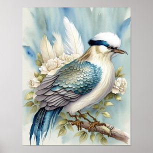 Belle impression d'oiseau Plumes sarcelle bleu ivo