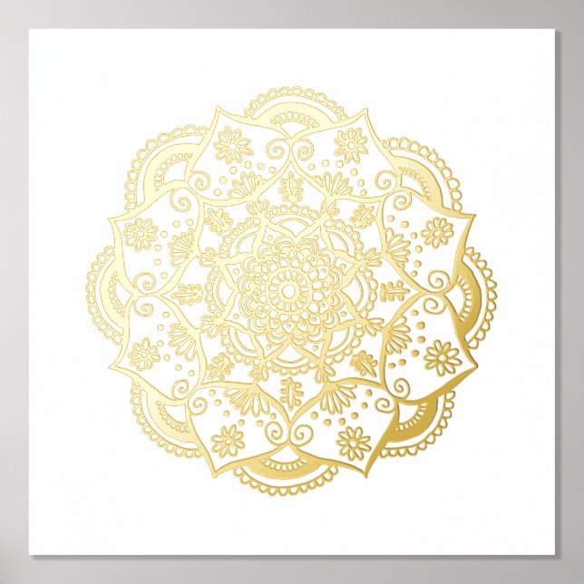 Belle impression d'or Mandala Foil Art (Recto)