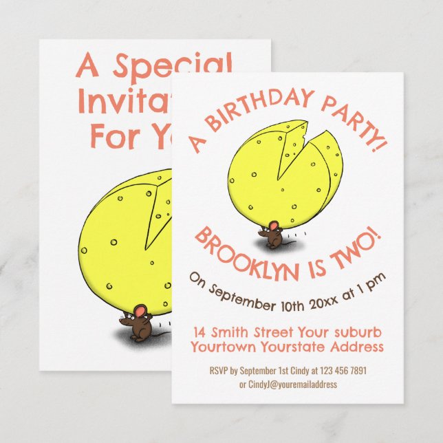 Belle invitation à la caricature d'anniversaire au (Devant / Derrière)