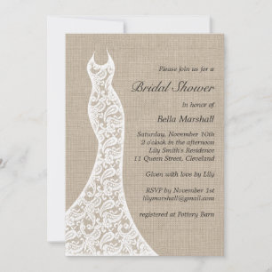 Belle Invitation à la douche nuptiale Burlap