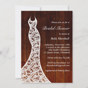 Belle invitation à la douche nuptiale en bois