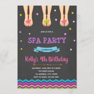 Belle invitation à la fête d'anniversaire spa