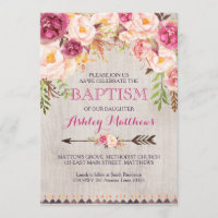 Belle invitation à la floraison rose BAPTISM