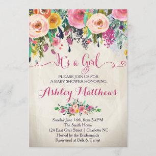 Belle Invitation Baby shower Floral, Bébé