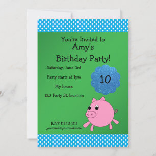 Belle invitation d'anniversaire de porc