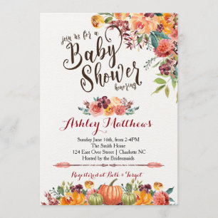 Belle invitation de baby shower d'automne,